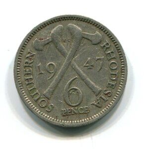 1947 Southern Rhodesia 6p Coin (b757-22)